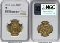 Maria I gold 4000 Reis 1802(B) MS61 NGC, Bahia mint, KM225.2, LMB-500. A firmly stuck piece elevated by deep reflectivity which sweeps the fields. Fro...