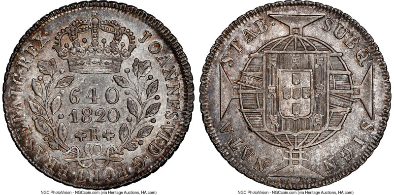 João VI 640 Reis 1820-R MS61 NGC, Rio de Janeiro mint, KM325.2, LMB-473. From th...