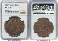 Pedro I 80 Reis 1827-R MS63 Brown NGC, Rio de Janeiro mint, KM366.1, LMB-617. A Choice, appealing piece. From the Sant'Anna Collection HID09801242017 ...
