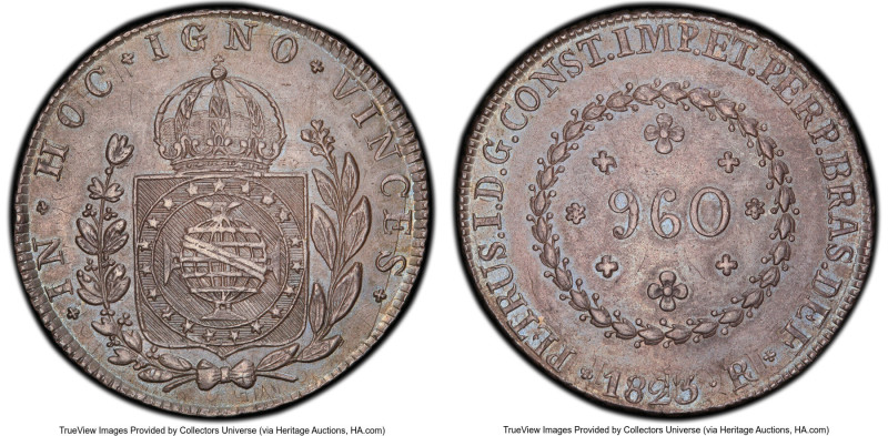 Pedro I "IGNO" 960 Reis 1823-R MS63 PCGS, Rio de Janeiro mint, KM368.1, LMB-504A...