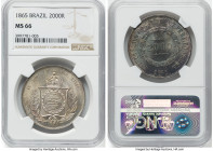Pedro II 2000 Reis 1865 MS66 NGC, Rio de Janeiro mint, KM466, LMB-624. Top-pop. From the Sant'Anna Collection HID09801242017 © 2024 Heritage Auctions ...