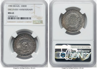 Republic "400th Anniversary of Discovery" 1000 Reis 1900 MS63 NGC, Rio de Janeiro mint, KM500, LMB-678. One-year type. From the Sant'Anna Collection H...