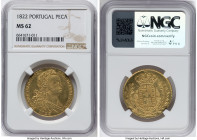 João VI gold 6400 Reis (Peça) 1822 MS62 NGC, Lisbon mint, KM364. A well preserved piece enhanced by distraction free fields. From the Sant'Anna Collec...