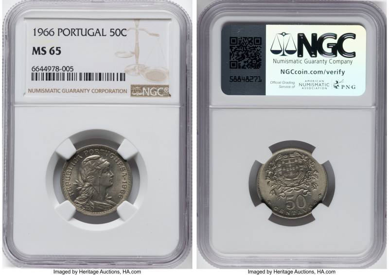 Republic 50 Centavos 1966 MS65 NGC, KM577. From the Sant'Anna Collection HID0980...