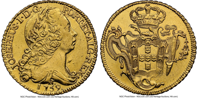 José I gold 6400 Reis (Peça) 1769-R AU Details (Harshly Cleaned) NGC, Rio de Jan...