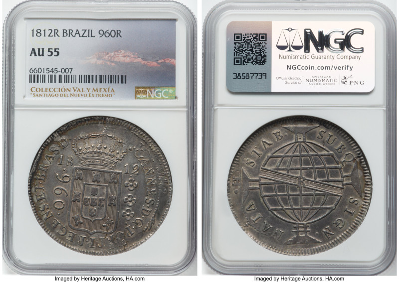 João Prince Regent 960 Reis 1812-R AU55 NGC, Rio de Janeiro mint, KM307.3, LMB-4...