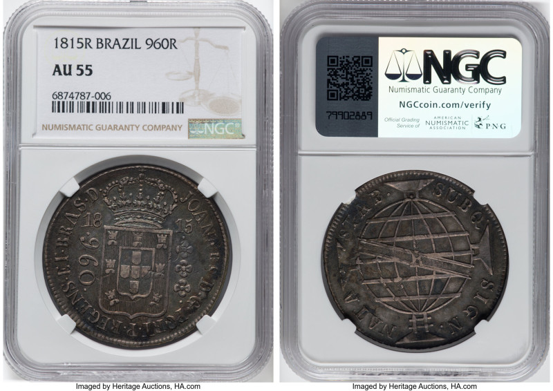 João Prince Regent 960 Reis 1815-R AU55 NGC, Rio de Janeiro mint, KM307.3, LMB-4...