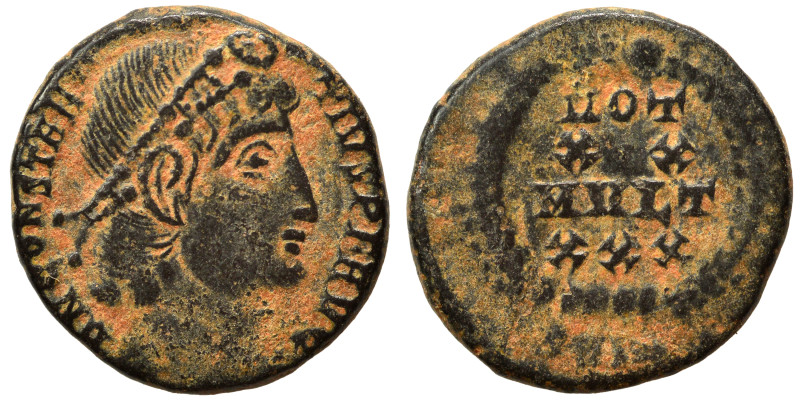 Constantius II, 337-361. Nummus (bronze, 1.82 g, 14 mm), uncertain mint. DN CONS...