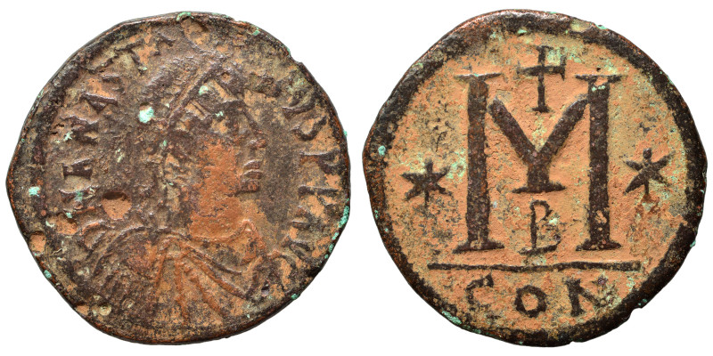 Anastasius I, 491-518. Follis (bronze, 11.01 g, 31 mm), Constantinople. D N ANAS...