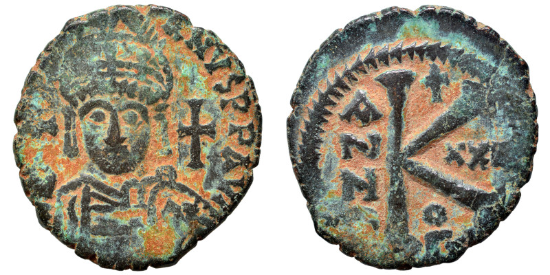 Justinian I, 527-565. Half follis (bronze, 9.16 g, 27 mm), Theoupolis (Antioch)....