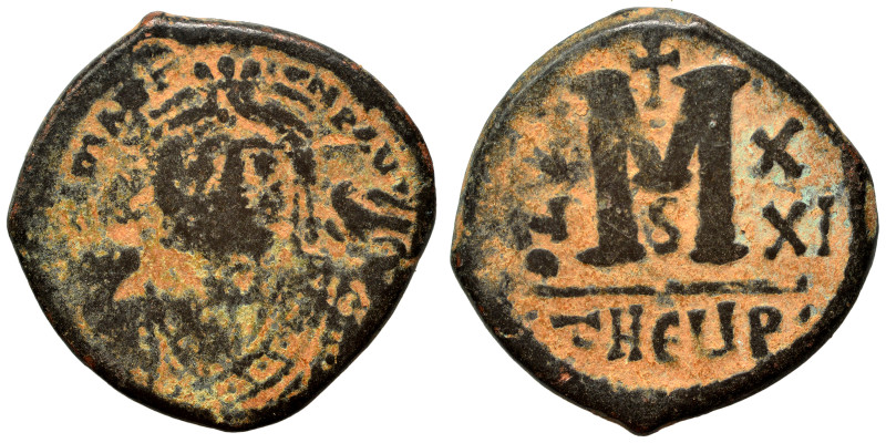 Maurice Tiberius, 582-602. Follis (bronze, 10.63 g, 27 mm), Theoupolis (Antioch)...