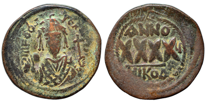 Phocas, 602-610. Follis (bronze, 12.47 g, 31 mm), Nicomedia. δ m FOCA PER AVC Bu...