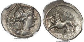 GAUL. Massalia. Ca. 2nd-1st centuries BC. AR drachm (17mm, 2.59 gm, 4h). NGC AU S 5/5 - 5/5. Draped bust of Artemis right, seen from front, wearing st...