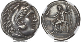 MACEDONIAN KINGDOM. Alexander III the Great (336-323 BC). AR tetradrachm (27mm, 17.01 gm, 7h). NGC Choice XF 5/5 - 4/5, Fine Style, edge marks. Early ...