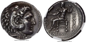 MACEDONIAN KINGDOM. Alexander III the Great (336-323 BC). AR tetradrachm (27mm, 17.17 gm, 1h). NGC Choice XF 4/5 - 4/5, Fine Style. Posthumous issue o...
