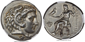 MACEDONIAN KINGDOM. Alexander III the Great (336-323 BC). AR tetradrachm (26mm, 16.83 gm, 11h). NGC Choice VF 5/5 - 4/5, Fine Style. Early posthumous ...