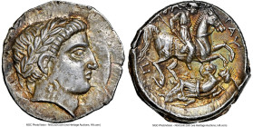 PAEONIAN KINGDOM. Patraus (ca. 335-315 BC). AR tetradrachm (28mm, 12.81 gm, 4h). NGC Choice AU 5/5 - 5/5. Damastion (?), ca. 135/4 BC. Laureate head o...