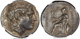 THRACIAN KINGDOM. Lysimachus (305-281 BC). AR tetradrachm (27mm, 16.98 gm, 11h). NGC AU 5/5 - 4/5, Fine Style. Lampsacus, 297/6-281 BC. Diademed head ...