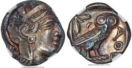 ATTICA. Athens. Ca. 440-404 BC. AR tetradrachm (24mm, 17.17 gm, 3h). NGC AU 4/5 - 4/5. Mid-mass coinage issue. Head of Athena right, wearing earring, ...