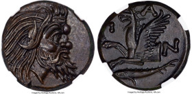 CIMMERIAN BOSPORUS. Panticapaeum. 4th century BC. AE (20mm, 6.53 gm, 11h). NGC Choice AU 5/5 - 4/5, Fine Style. Head of bearded Pan right / Π-A-N, for...