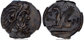 CIMMERIAN BOSPORUS. Panticapaeum. Ca. 4th century BC. AE (21mm 6.29 gm, 12h). NGC AU S 5/5 - 4/5, Fine Style. Head of bearded Pan right / Π-A-N, forep...