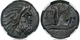 CIMMERIAN BOSPORUS. Panticapaeum. Ca. 4th century BC. AE (20mm, 7.69 gm, 12h). NGC Choice XF 5/5 - 5/5, Fine Style. Head of bearded Pan right / Π-A-N,...