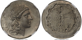 AEOLIS. Myrina. Ca. mid-2nd century BC. AR tetradrachm (35mm, 16.88 gm, 12h). NGC Choice XF 5/5 - 4/5, Fine Style. Laureate head of Apollo right, hair...