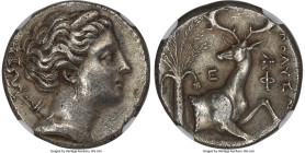IONIA. Ephesus. Ca. 245-202 BC. AR didrachm or octobol (17mm, 4.97 gm, 12h). NGC Choice XF 5/5 - 3/5, Fine Style. Polyso-, magistrate. Diademed and dr...