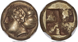 IONIA. Phocaea. Ca. 387-326 BC. EL hecte (10mm, 2.52 gm). NGC Choice XF 5/5 - 4/5, Fine Style. Laureate female head left, hair in saccos; seal right b...