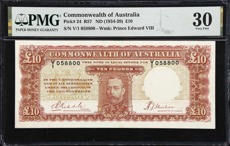 AUSTRALIA. Commonwealth Bank of Australia. 10 Pounds, ND (1934-39). P-24. PMG Ve...