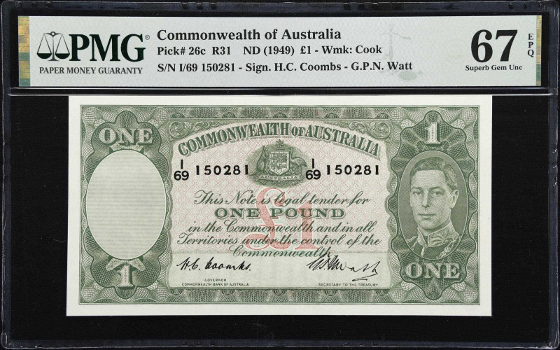 AUSTRALIA. Commonwealth Bank of Australia. 1 Pound, ND (1949). P-26c. R31. PMG S...