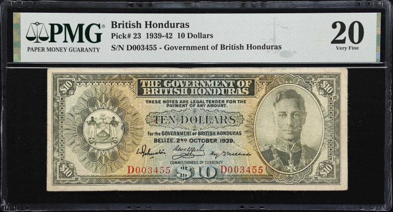 BRITISH HONDURAS. Government of British Honduras. 10 Dollars, 1939. P-23. PMG Ve...