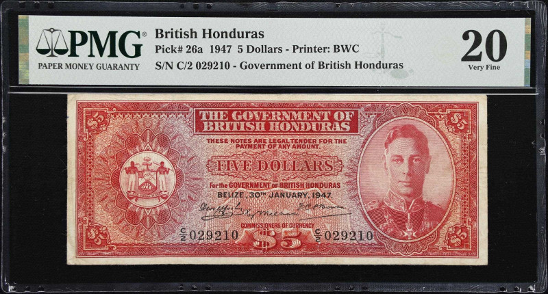 BRITISH HONDURAS. Government of British Honduras. 5 Dollars, 1947. P-26a. PMG Ve...