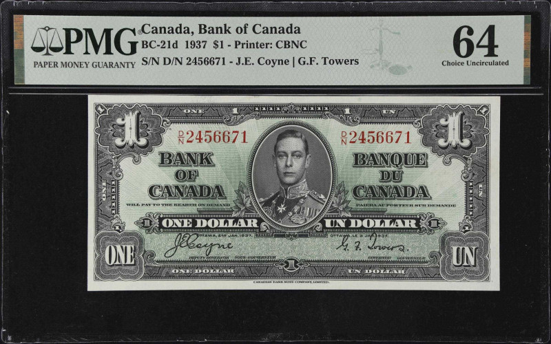 CANADA. Lot of (7). Bank of Canada. 1 to 100 Dollars, 1937. BC-21d, BC-22c, BC-2...