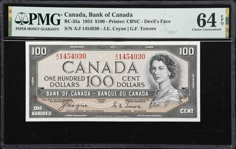 CANADA. Bank of Canada. 100 Dollars, 1954. BC-35a. PMG Choice Uncirculated 64 EP...