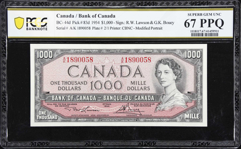 CANADA. Bank of Canada. 1000 Dollars, 1954. BC-44d. PCGS Banknote Superb Gem Unc...