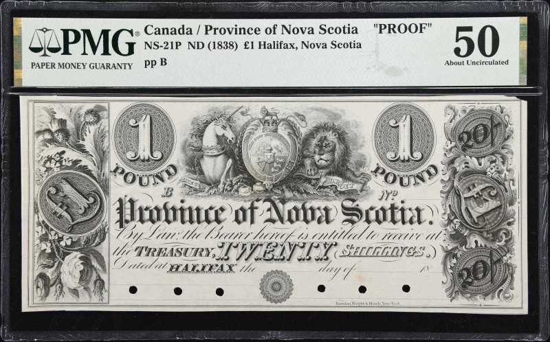 CANADA. Province of Nova Scotia. 1 Pound, ND (1838). P-NS-21P. Proof. PMG About ...