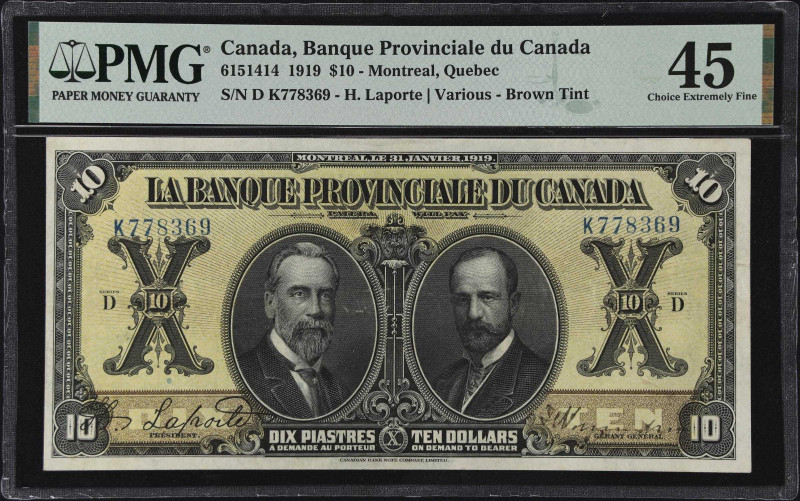 CANADA. Banque Provinciale du Canada. 10 Dollars, 1919. CH #615-14-14. PMG Choic...