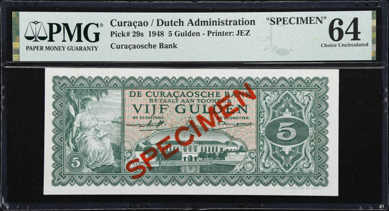 CURACAO. Curacaosche Bank. 5 Gulden, 1948. P-29s. Specimen. PMG Choice Uncircula...