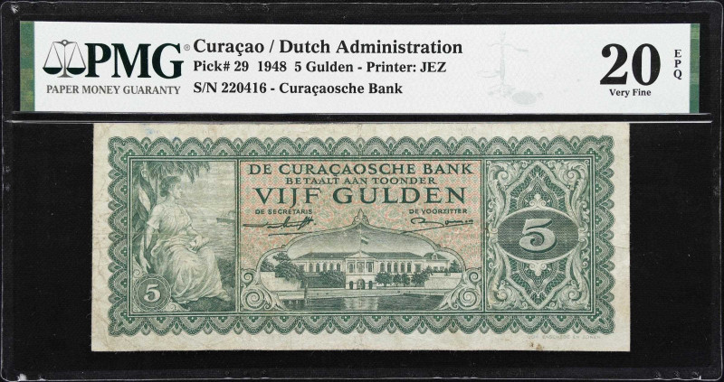 CURACAO. Lot of (3). Curacaosche Bank. 5 Gulden, 1948. P-29. PMG Fine to Very Fi...