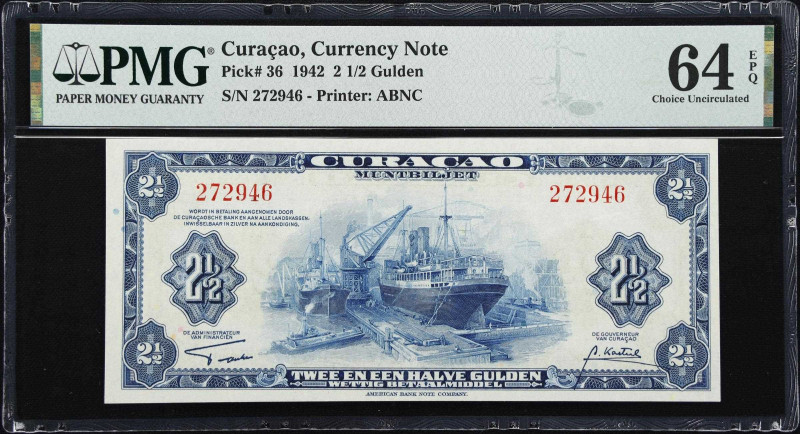 CURACAO. Muntbiljet. 2-1/2 Gulden, 1942. P-36. PMG Choice Uncirculated 64 EPQ.
...