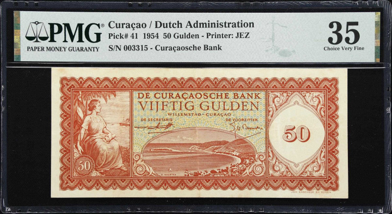 CURACAO. Curacaosche Bank. 50 Gulden, 1954. P-41. PMG Choice Very Fine 35.
The ...