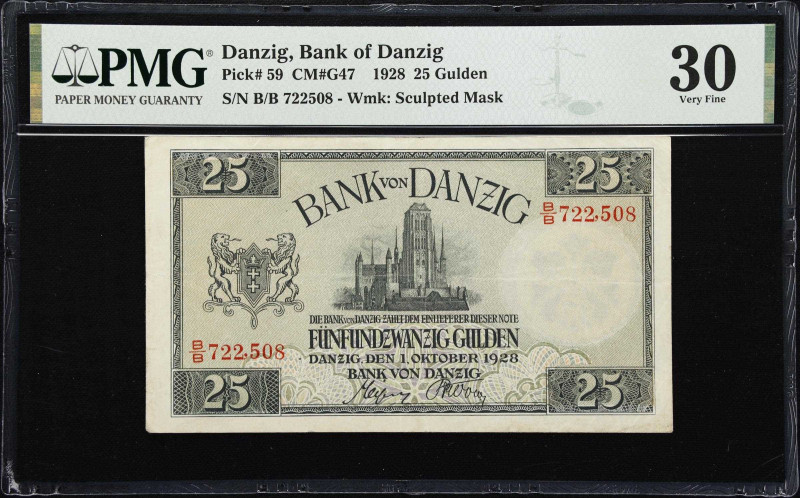 DANZIG. Bank von Danzig. 25 Gulden, 1928. P-59. CM#G47. PMG Very Fine 30.
CM #G...