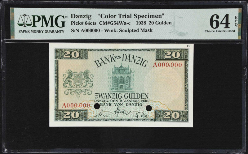 DANZIG. Bank von Danzig. 20 Gulden, 1938. P-64cts. CM#G54Wa-c. Color Trial Speci...