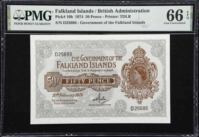 FALKLAND ISLANDS. Lot of (2). Government of the Falkland Islands. 50 Pence, 1974...