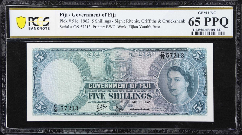 FIJI. Government of Fiji. 5 Shillings, 1962. P-51c. PCGS Banknote Gem Uncirculat...