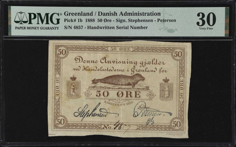 GREENLAND. Handelsstederne i Gronland. 50 Ore, 1888. P-1b. PMG Very Fine 30.
A ...