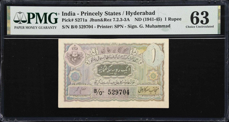 INDIA - PRINCELY STATES. Government of Hyderabad. 1 Rupee, ND (1939). P-S271a. J...