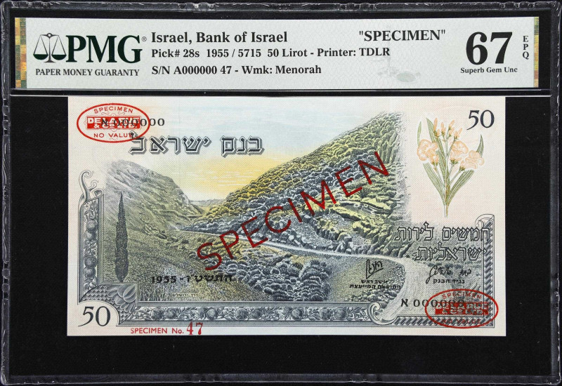 ISRAEL. Bank of Israel. 50 Lirot, 1955. P-28s. Specimen. PMG Superb Gem Uncircul...