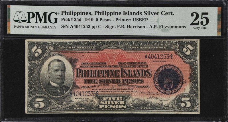 PHILIPPINES. Bank of the Philippine Islands. 5 Pesos, 1910. P-35d. PMG Very Fine...